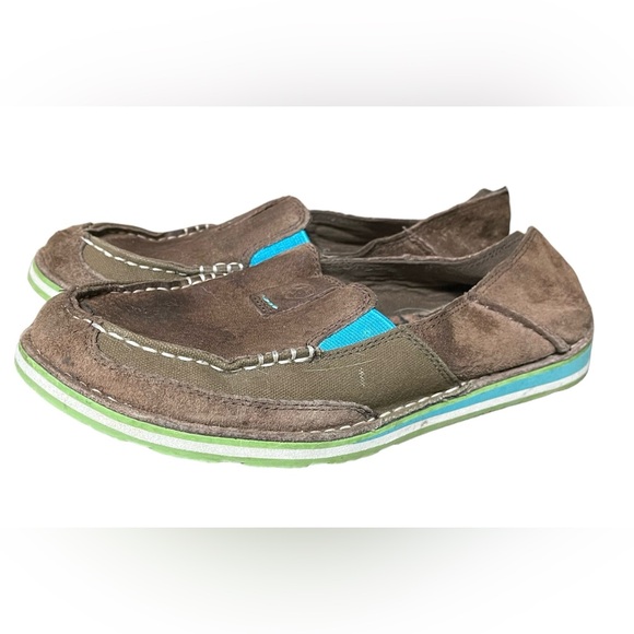 ARIAT Cruiser Brown Leather Suede Boat Loafers Shoes Women’s Size 9B - Picture 4 of 8